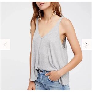 Free People Intimately Gray Ribbed Dani Tank Top Medium